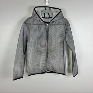 TONIA DEBELLIS‎ Mesh Netting Jacket Hoodie Black White Size Small